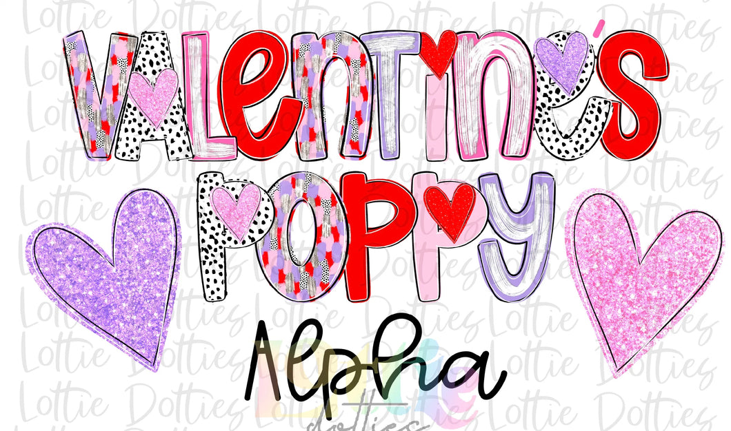 Valentine’s Poppy Alpha Letters DTF Transfer