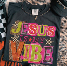 Load image into Gallery viewer, Jesus Is My Vibe Leopard Checker Block Letters TRANSFER DWD NOV 25
