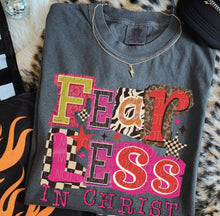 Load image into Gallery viewer, Fearless In Christ Leopard Checker Block Letters TRANSFER DWD NOV 25
