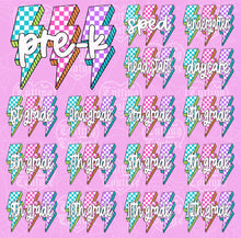 Load image into Gallery viewer, School Occupation/Grades Bright Checker Bolt Dropdown TRANSFER
