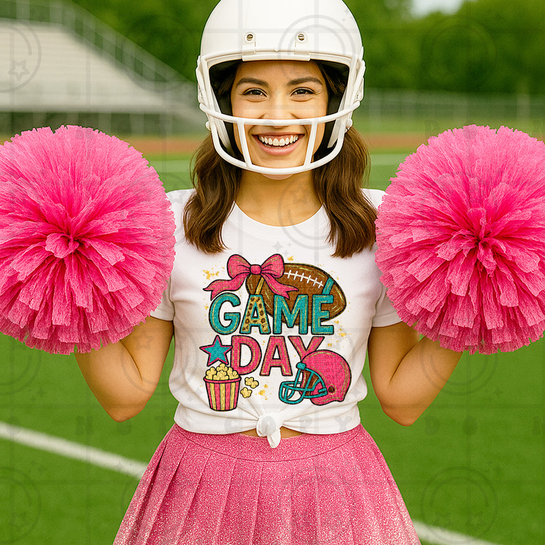Game Day Football Turquoise Pink TRANSFER HMWK JUNE 25