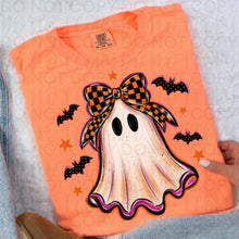 Load image into Gallery viewer, Sketch Ghost Orange Checkered Bow Polka Dot Bats Distressed TRANSFER UAC JULY 26
