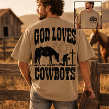 Load image into Gallery viewer, God Loves Cowboys Joshua 1:9 WITH POCKET DROPDOWN TRANSFER SDD JUNE 26
