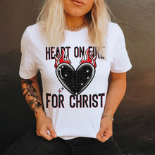 Load image into Gallery viewer, Heart On Fire For Christ Black Ink TRANSFER SDD
