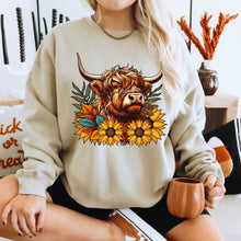 Load image into Gallery viewer, Fall Highland Cow Sunflower TRANSFER SDD
