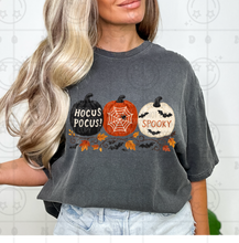 Load image into Gallery viewer, Hocus Trio Pumpkin Leaves TRANSFER HMWK SEPT 25
