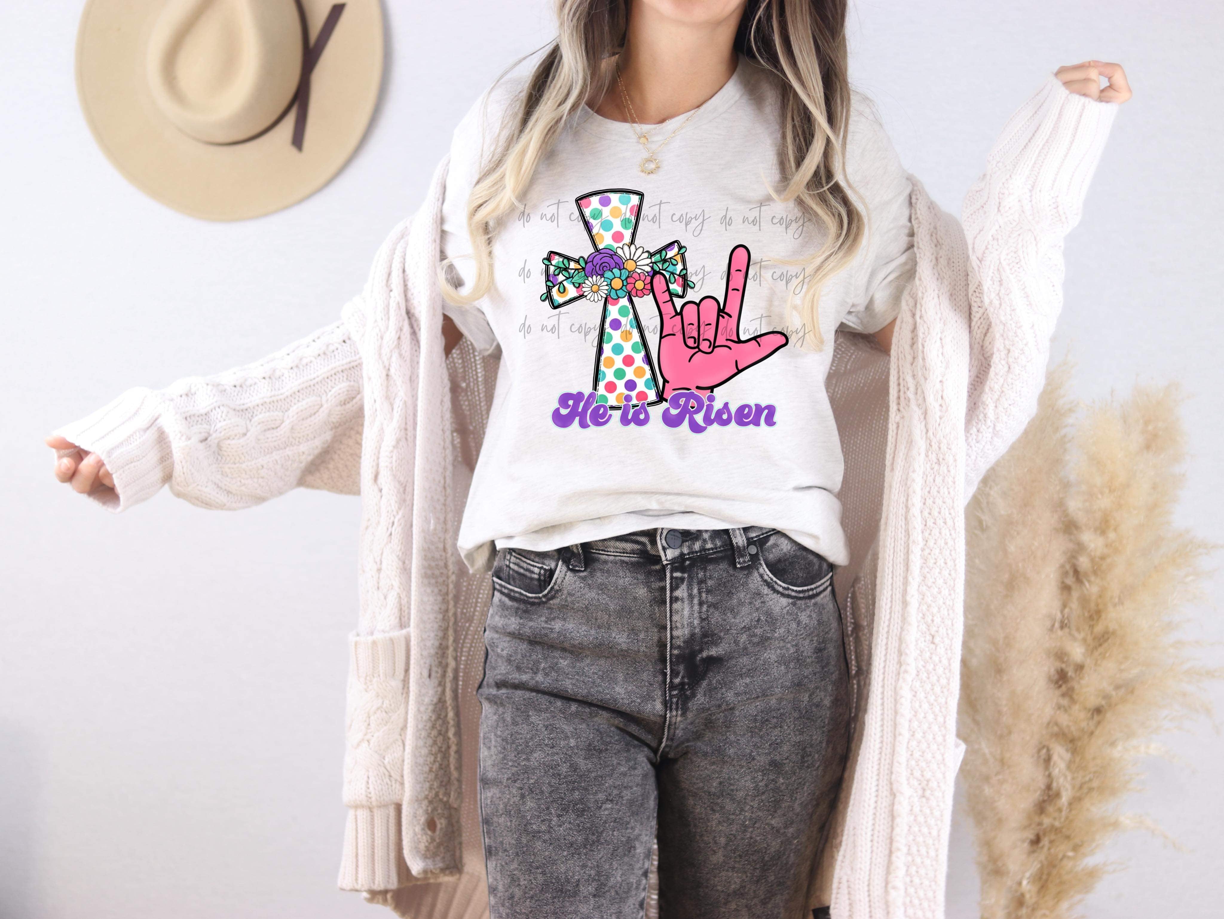 He Is Risen Cross ASL TRANSFER – Sassy Sublimation & Screen Prints
