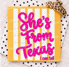 Load image into Gallery viewer, She's From Texas Pink Polka Dot Stripes TRANSFER ET MAY 26
