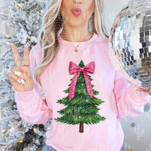 Load image into Gallery viewer, Christmas Tree Coquette Bow Faux Sequins TRANSFER CCD SEP
