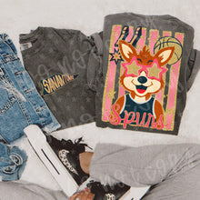 Load image into Gallery viewer, Faux Glitter Stripe Basketball Mascots DROPDOWN With Pocket TRANSFER PEACHY APR 26
