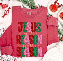 Load image into Gallery viewer, Jesus Is The Reason Stacked Red Green Pink TRANSFER

