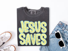 Load image into Gallery viewer, Jesus Saves Yellow Blue Distressed TRANSFER TCC JULY 26

