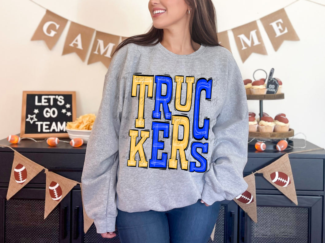 Truckers Yellow Blue Sporty Mascot TRANSFER