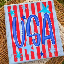 Load image into Gallery viewer, USA Script With Stripes Color Dropdown + Stars TRANSFER ET JUNE 26

