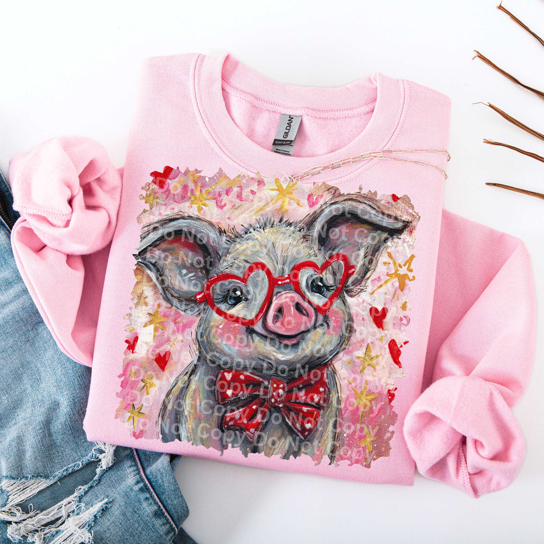 Red Heart Glasses Pig Red Bowtie TRANSFER ISP DEC 25
