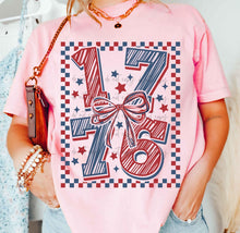 Load image into Gallery viewer, 1776 Scribble Checkered Bow TRANSFER
