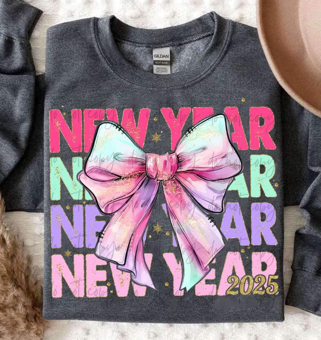 New Year 2025 Stacked Bow TRANSFER Sassy Sublimation & Screen Prints