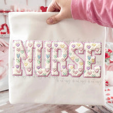 Load image into Gallery viewer, Nurse Pastel Hearts Faux Chenille TRANSFER ET JAN 26

