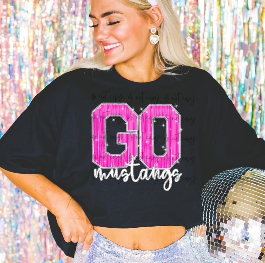 Pink Sparkle Go Mustangs TRANSFER