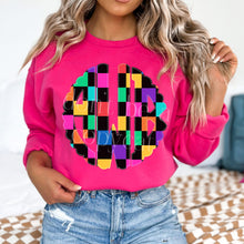Load image into Gallery viewer, Rainbow Check Round Monogram  Customized DROPDOWN DTF TRANSFER
