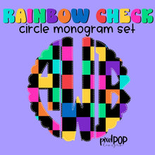 Load image into Gallery viewer, Rainbow Check Round Monogram  Customized DROPDOWN DTF TRANSFER
