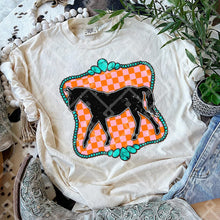 Load image into Gallery viewer, Turquoise Pink Checkered Farm Animal DROPDOWN TRANSFER CCD
