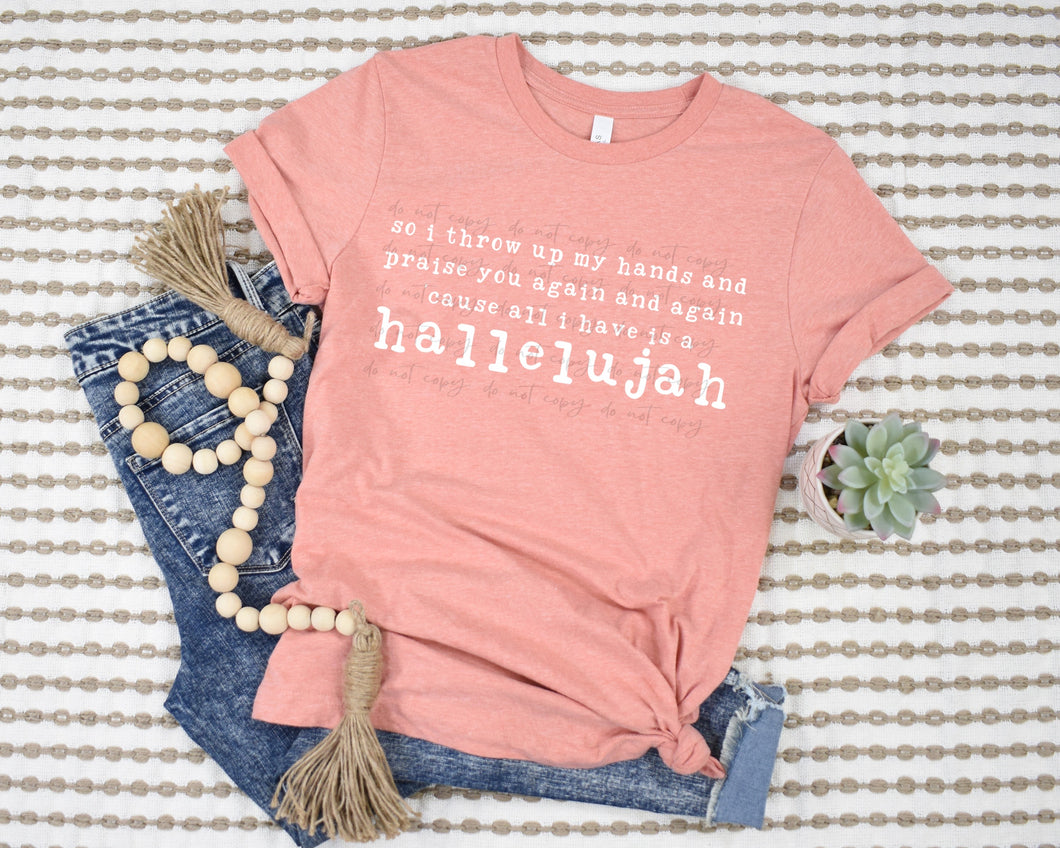 So I Throw My Hands Up Hallelujah WHT TRANSFER Sassy Sublimation