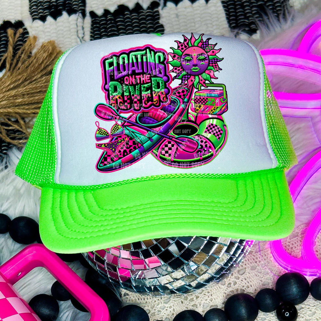 Floating The River Neon Faux Hat Patch 3-4” DTF TRANSFER