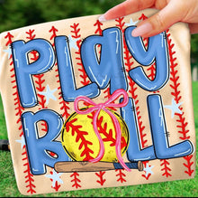 Load image into Gallery viewer, Play Ball Softball Stripes Stars TRANSFER ET MAR 26
