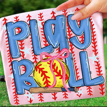 Load image into Gallery viewer, Play Ball Softball Stripes Stars TRANSFER ET MAR 26
