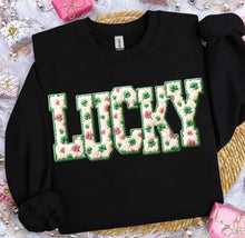 Load image into Gallery viewer, Lucky Pink Shamrock Faux Chenille TRANSFER ET JAN 26
