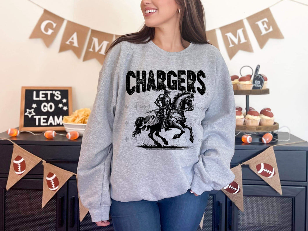 Chargers Horse BW Mascot TRANSFER