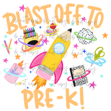 Load image into Gallery viewer, Blast Off To School Grades DROPDOWN TRANSFER TCC JULY 26
