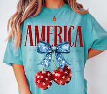Load image into Gallery viewer, America Cherries Stars Bow TRANSFER

