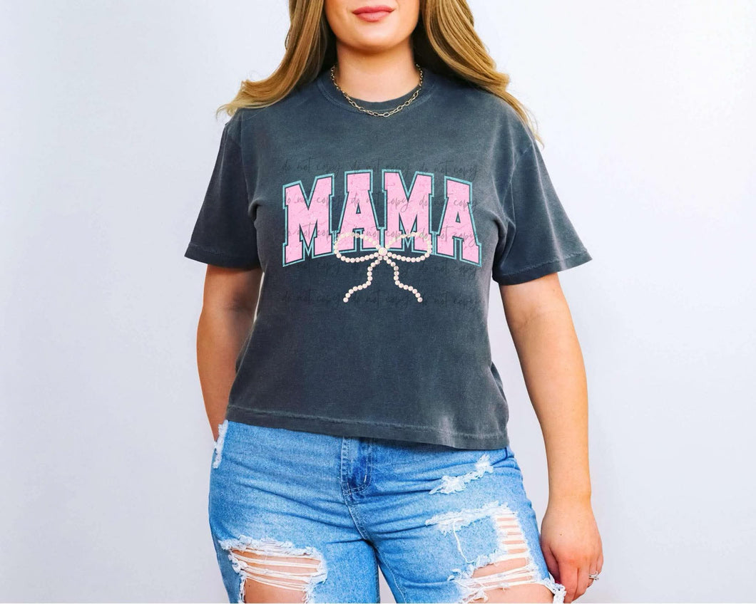Pink Mama Pearl Bow TRANSFER