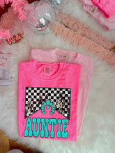 Load image into Gallery viewer, Western Name Turquoise Checker Flame Dropdown TRANSFER DMD DEC 25
