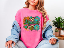 Load image into Gallery viewer, Mama Checker Flame Turquoise Flower TRANSFER

