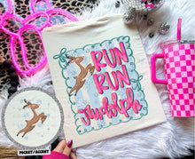 Load image into Gallery viewer, Run Run Rudolph Striped Frame With Pocket TRANSFER TCC
