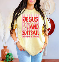 Load image into Gallery viewer, Jesus And Baseball or Softball Stripes DROPDOWN TRANSFER ET FEB 26
