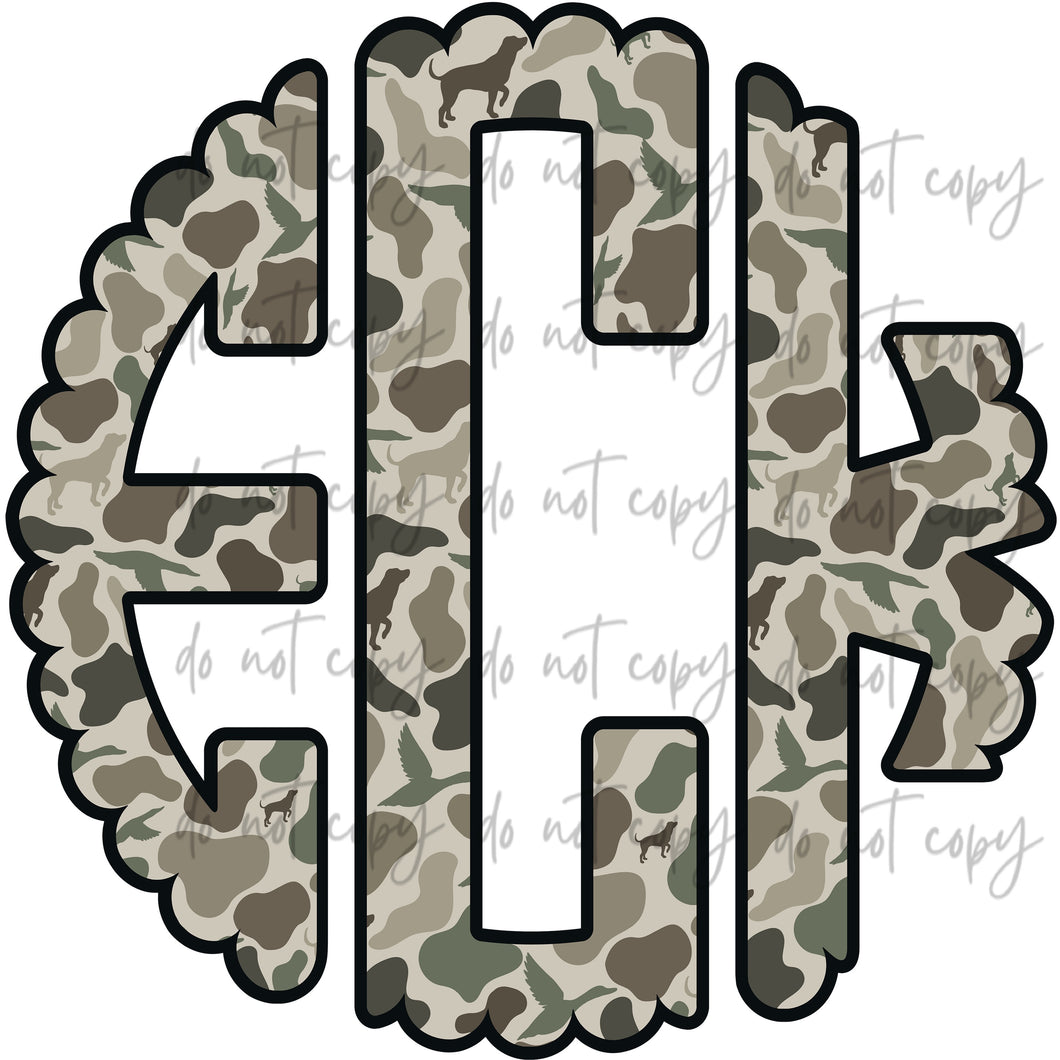 Duck Dog Camo CUSTOM Monogram DTF Transfer