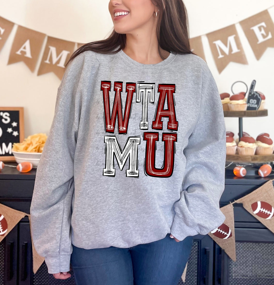 WTAMU Maroon White Sporty Mascot TRANSFER