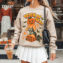 Load image into Gallery viewer, Trick Or Treat Pumpkin Head Girl With SLEEVE OPTION DROPDOWN TRANSFER GRAV SEPT 25
