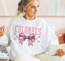 Load image into Gallery viewer, Coquette Bow Gray Checkered Mascots (DROPDOWN) TRANSFER BSG
