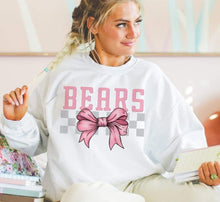 Load image into Gallery viewer, Coquette Bow Gray Checkered Mascots (DROPDOWN) TRANSFER BSG
