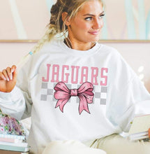 Load image into Gallery viewer, Coquette Bow Gray Checkered Mascots (DROPDOWN) TRANSFER BSG
