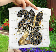 Load image into Gallery viewer, Hello 2026 Gold Glitter Leopard TRANSFER ET NOV 25
