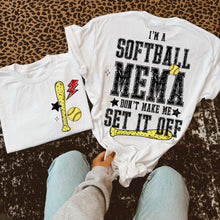 Load image into Gallery viewer, I'm A Softball TITLE DROPDOWN Don't Make Me Set It Off With Pocket TRANSFER VIRGO JAN 26
