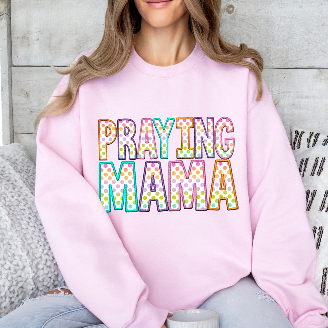 Praying Mama Polka Dot Faux Embroidery TRANSFER