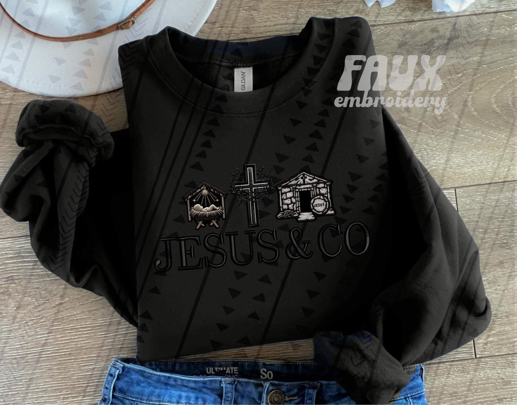 Jesus And Co Faux Embroidery Blk TRANSFER