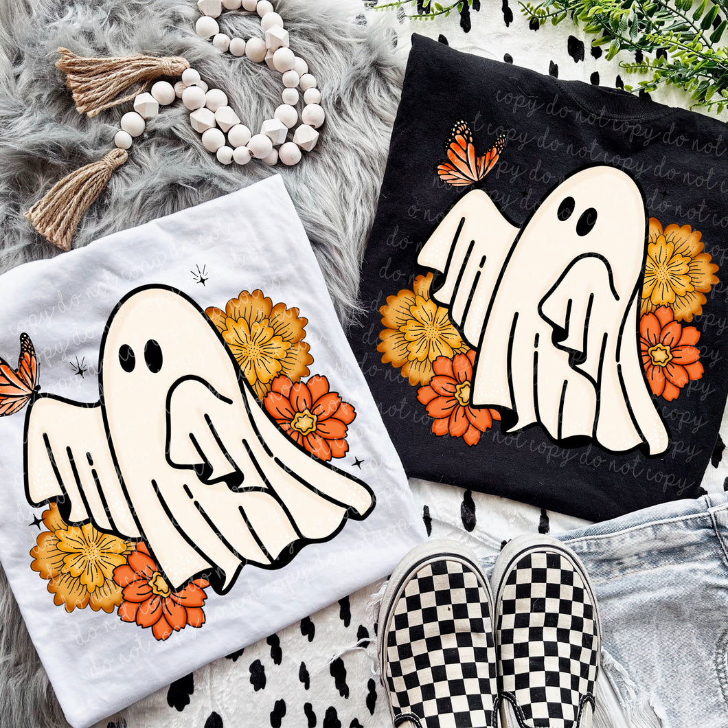 Ghost Butterfly Orange Yellow Flowers TRANSFER MOON AUG 24